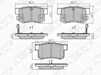 Колодки тормозные задние SAT Honda Accord 7 седан CL дорестайлинг (2002-2005)