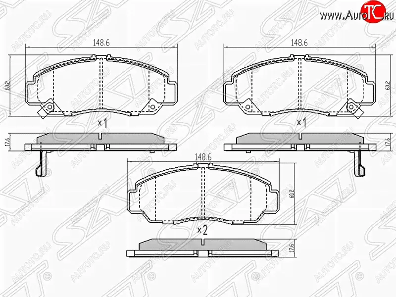 Колодки тормозные передние SAT Honda Accord 8 седан CU (2008-2013)