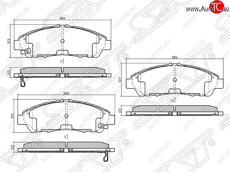 Колодки тормозные SAT (передние) Honda Accord 8 седан CU (2008-2013)